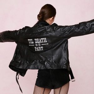 Nasty Gal “Death Do Us Part” Real Leather Bridal Jacket size M